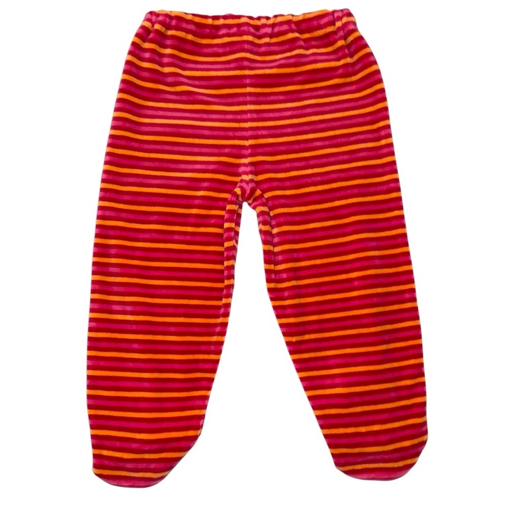 Vintage Petit Lem 24M Giraffe Velour Outfit – Orange Pink Set Footed Pants - Picture 7 of 10